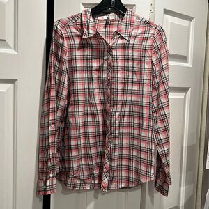 Joie Plaid Button Down Top, Size Medium